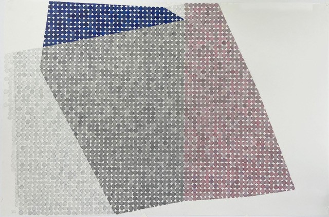 Marsha Goldberg, Keep LVII, 2023, acrylic and graphite powder on translucent Yupo, 25 x 38 inches, courtesy of the artist