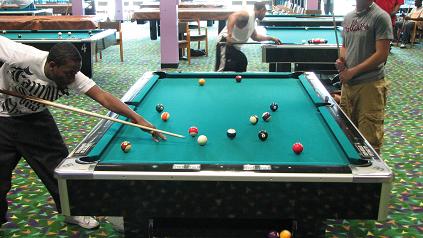 Students playing pool.